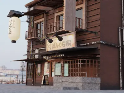 Japanese Shop Scene Low-poly 3D model