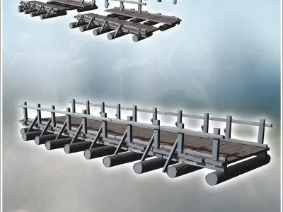 Wooden bridge with wood log as foundation supports designed for  3D print model