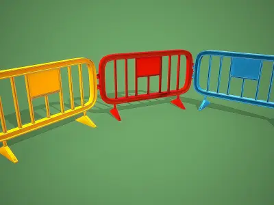 PLASTIC CONSTRUCTION FENCE CARTOON STYLIZED Low-poly 3D model