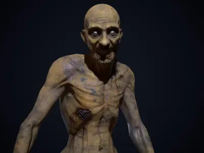 Skinny Zombie Low-poly 3D model