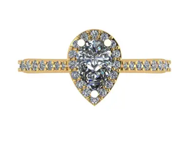 Pear shape halo ring with pave setting on the sides 3D print model