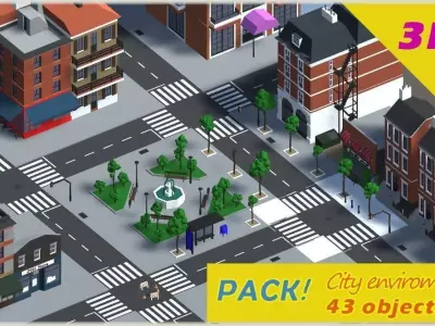 City package low poly Low-poly 3D model