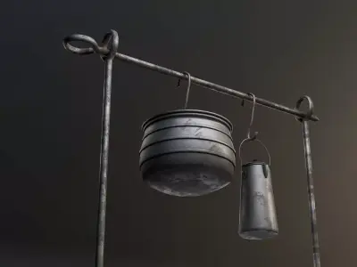 Camping Fire Pit Low-poly 3D model