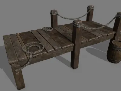 wooden pier Low-poly 3D model