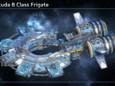 Spaceship Frigate Barracuda Low-poly 3D model