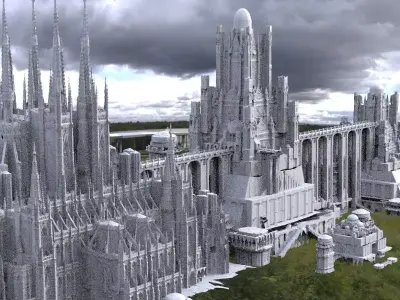 Edwardian fantasy City architecture 3D model 3D model