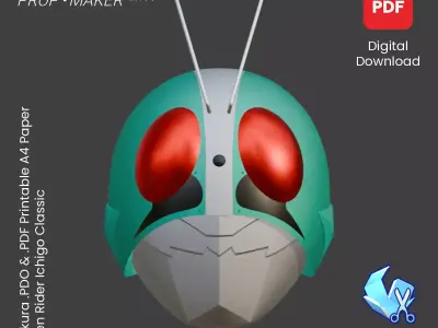 DIY Kamen Rider Ichigo Classic Helmet Cosplay EVA Foam Template 3D model