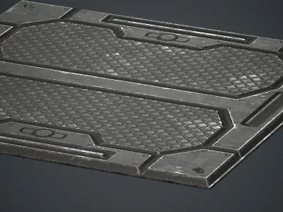 Sci-fi Floor Metal Plates 2 PBR Game Ready Low-poly 3D model