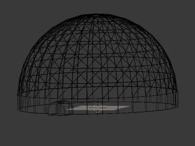 Bio-sphere dome with grass inside Low-poly 3D model