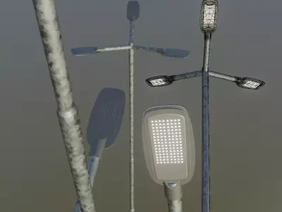 Street Light 2 Galvanized F3 M1 K0 6000mm Low-poly 3D model
