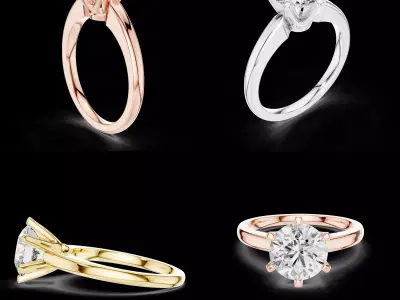 Round Cut Solitaire Engagement Ring CAD Design 3D print model