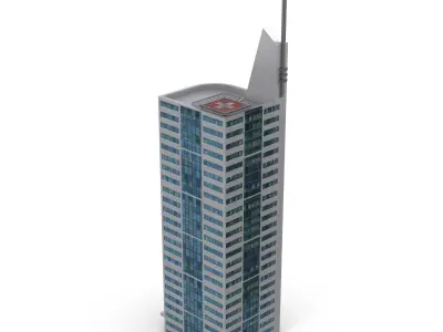 Skyscraper tall building Low-poly 3D model order