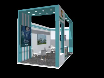 6x3 meter 2 side open exhibition stand  3D model
