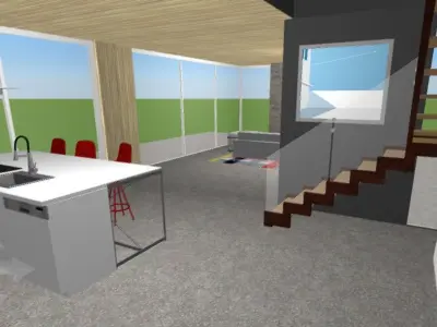Modern Mansion Fully furnished and Textured  Low-poly 3D model