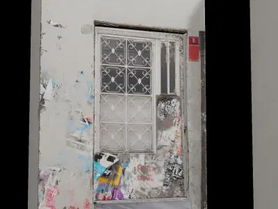 Street Door With Dirty Texture Low-poly 3D model