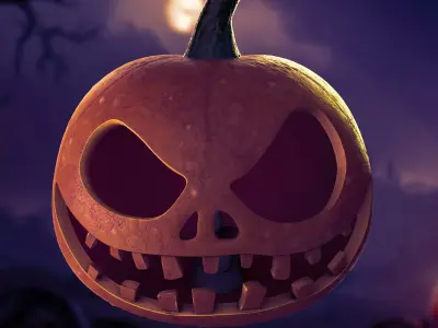 Halloween Pumpkin 3d model Low-Poly PBR Low-poly 3D model