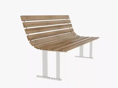 Wooden street bench 3D model