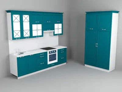 kitchen with cabinets and stove 3D model