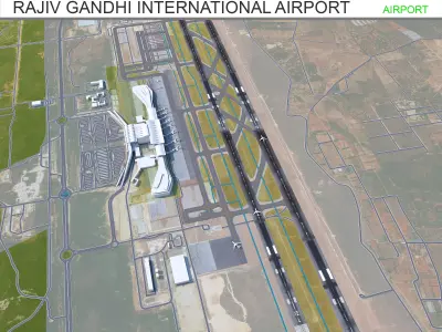 Rajiv Gandhi International Airport Hyderabad 10km Low-poly 3D model
