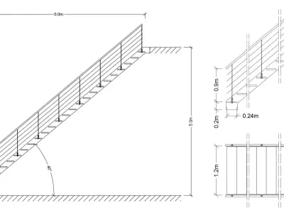 Modern stair with attributes Free low-poly 3D model
