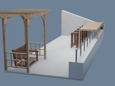 Terrace - Roof Low-poly 3D model