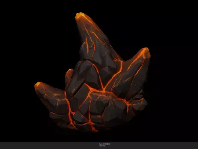 Stylized Lava Rock Game Ready - AI Low-poly 3D model