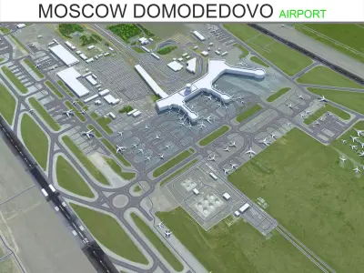 Moscow Domodedovo Mikhail Lomonosov Airport 15km Low-poly 3D model