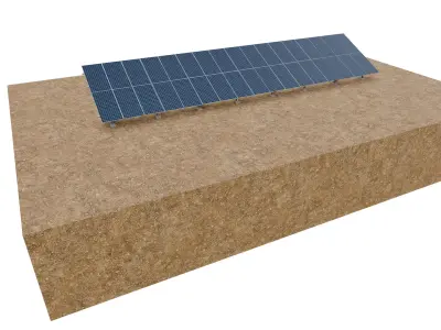 Lowpoly Ground Mounted Solar Panels-17 Rows of PV Modules Low-poly 3D model