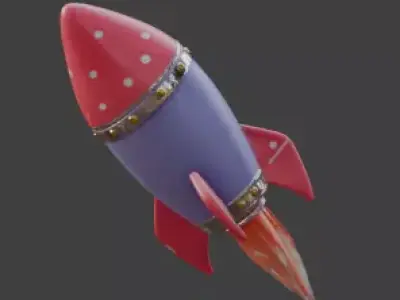 Stylized 3D Cartoon Fireworks Rocket Low-poly 3D model