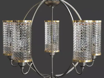 Quoizel Denton Western Bronze Five LIght Wide Chandelier 3D model