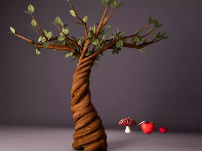 Stylized Spiral Tree Low-poly 3D model