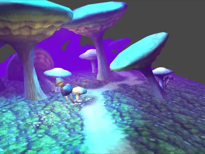 Fantasy Chess RPG Environment - Mushroom Forest Low-poly 3D model