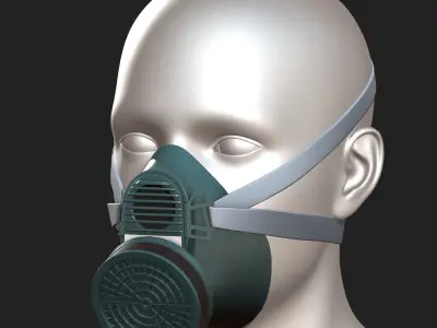 Gas mask respirator plastic futuristic scifi  Low-poly 3D model