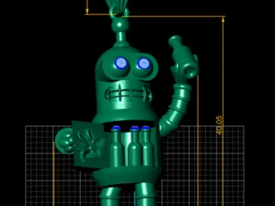  gold robot jewelry 3D print model