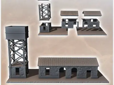 Desert railway station with guard post El-Alamein Egypt 27 - Can 3D print model