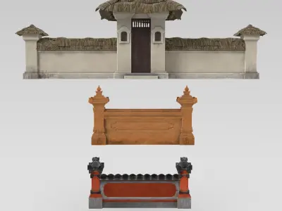 Pagar Kuno Bali Antique Balinese Fence Element 3D model