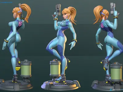 Samus Aran Zero Suit SFW and NSFW Figurine 3D Print Model STL 3D print model