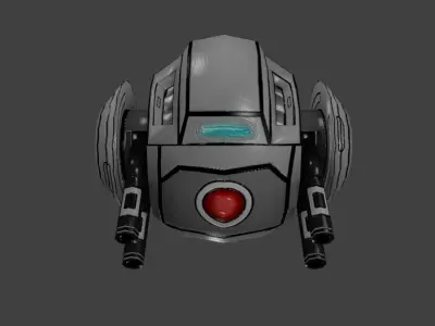 Sci-fi Low poly Sphere Robot Turret Low-poly 3D model