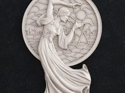 Jewelry pendant Girl stained glass window 3D print model