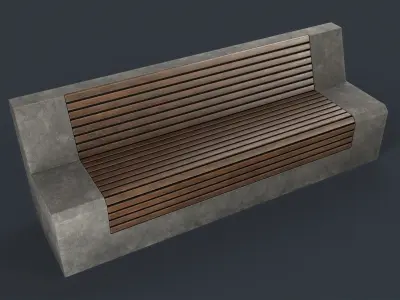 Modern Outdoor Bench 32 PBR Game Ready Low-poly 3D model