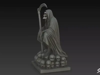 Death Reaper Statue Throne Pose Low-poly 3D model