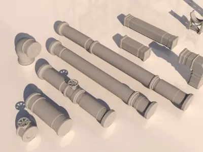 Modular Pipes and pipeline 3D print model