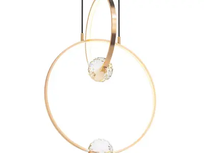 LUANA gold pendant light with two glass balls hanging from it 3D model
