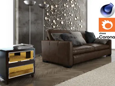 Living Room 06 - Corona- C4D 3D model