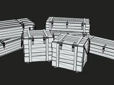 Wood Box Set Free 3D model