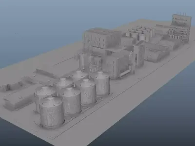 Factory with silos and tanks 3D model