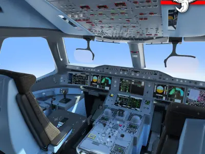  Airbus A350 airplane cockpit high detallization VR 
