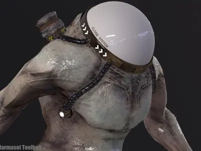 Cyborg Low-Poly game-ready animated 3D model Low-poly 3D model