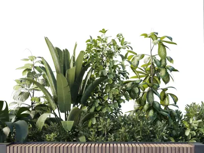 Urban Environment Urban Furniture Green Benches Low-poly 3D model