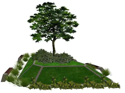 landscape planter with benches 3d model 3D model